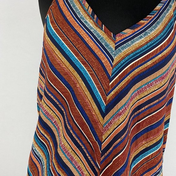 Shein S / US 4 Diagonal Striped V-Neck T Halter Back Tank Top Summer Boho - Picture 3 of 11